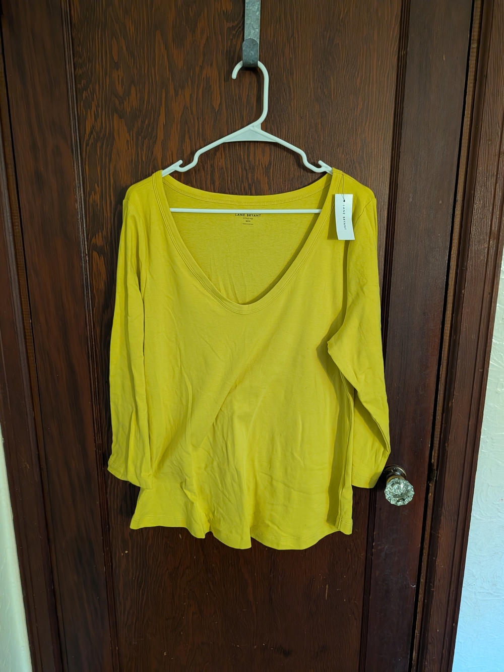 Lane Bryant Bright Yellow V-Neck Long Sleeve Top